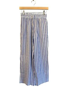 NWT Felicite Linen Lounge Pants White Blue Stripe Size 1 XS [jb]